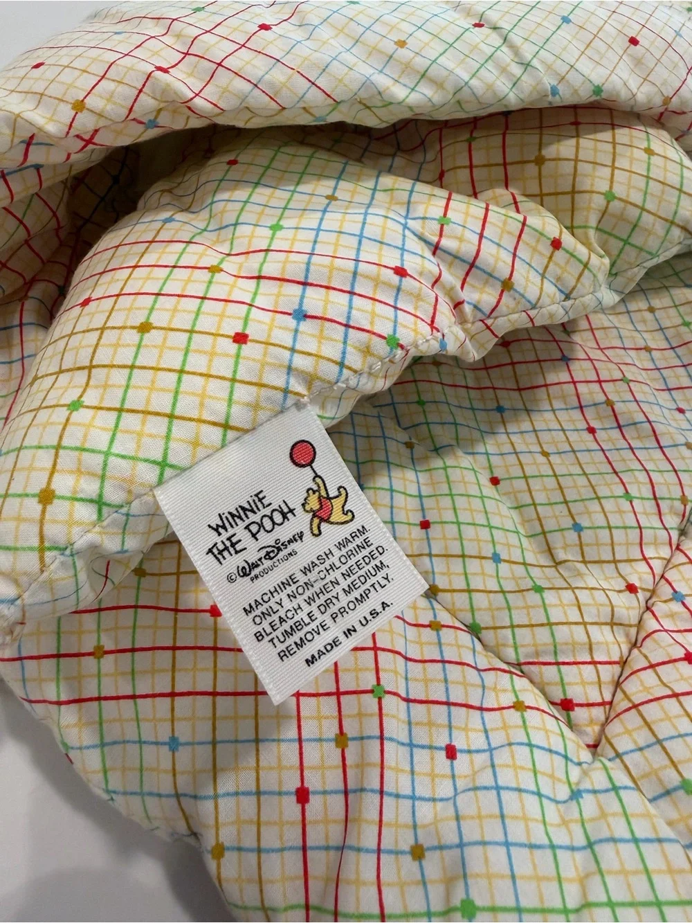 Vintage Disney Winnie the Pooh Baby Quilt in Yellow and Red